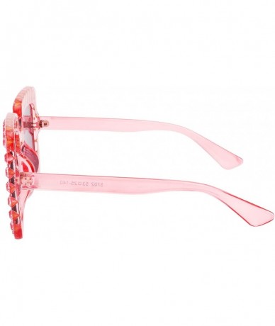 Rimless ROYAL GIRL Elton Square Rhinestone Sunglasses Oversized Diamond Bling Bling Glasses - Pink-gradient - CQ1872WX2CK $25.74