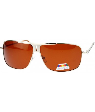 Rectangular SA106¨ Polarized Luxury Racer Flat Top Metal Rectangular Pilot Sunglasses - Gold - CH11ZFVYZQB $19.00