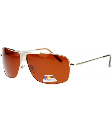 Rectangular SA106¨ Polarized Luxury Racer Flat Top Metal Rectangular Pilot Sunglasses - Gold - CH11ZFVYZQB $19.00