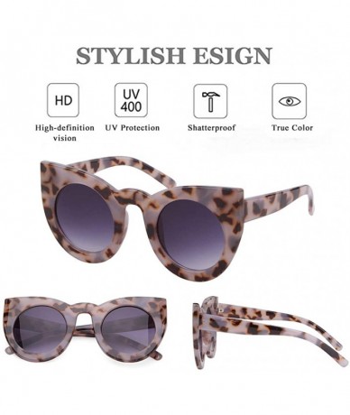 Cat Eye Vintage Cat Eye Sunglasses for Women Oversized Trend Sun Glasses - Leopard Frame Grey Lens - CH196UEUMK3 $20.81