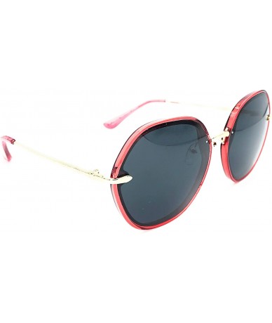 Round Women Polarized Round Sunglasses Fashion Oversized 100% UV - Red - CT18RLU3E0K $17.89