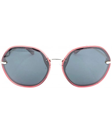 Round Women Polarized Round Sunglasses Fashion Oversized 100% UV - Red - CT18RLU3E0K $17.89