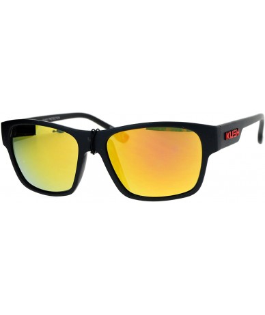 Rectangular KUSH Sunglasses Square Rectangular Matte Black Mirror Lens UV 400 - Black Red (Orange Mirror) - CO186NUAAW2 $20.10