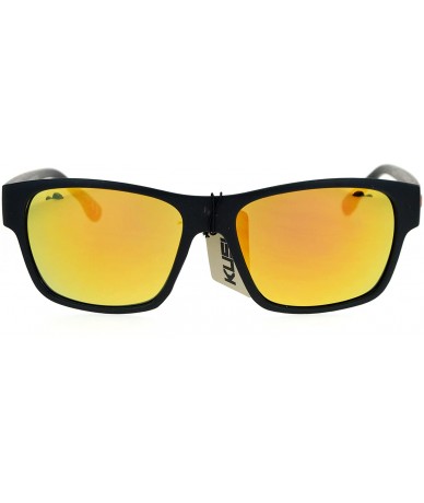 Rectangular KUSH Sunglasses Square Rectangular Matte Black Mirror Lens UV 400 - Black Red (Orange Mirror) - CO186NUAAW2 $20.10