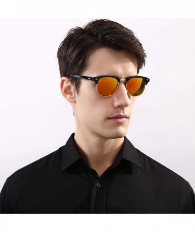 Semi-rimless SUNGLASSES FOR MEN WOMEN - Half Frame Polarized Classic fashion womens mens sunglasses FD4003 - C818W33RY6A $24.53