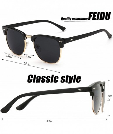 Semi-rimless SUNGLASSES FOR MEN WOMEN - Half Frame Polarized Classic fashion womens mens sunglasses FD4003 - C818W33RY6A $24.53