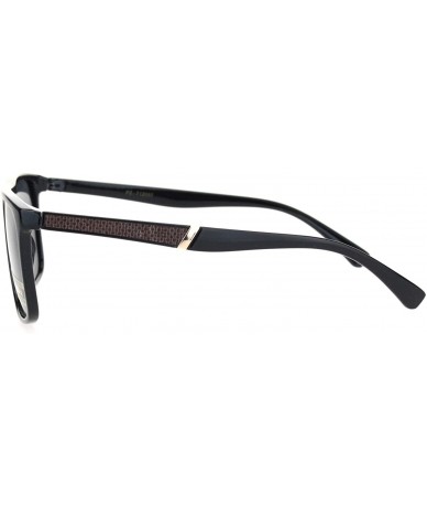 Rectangular Polarized Mens Flat Top Thin Plastic Carbon Fiber Trim Elegant Sunglasses - Shiny Black - CY18OIU9OYG $22.30