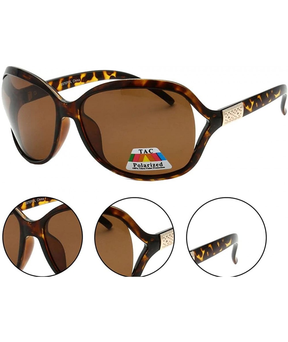 Oversized Polarized Simplified Butterfly Women Sunglasses Tortoise Gold - Brown Lens - CY12O1YUVVR $19.77