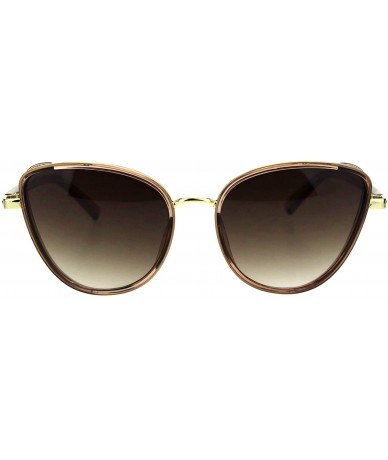 Cat Eye Womens Sugar Glitter Side Visor Trim Chic Cat Eye Sunglasses - Gold Beige Brown - CN18SKHQTKI $25.08