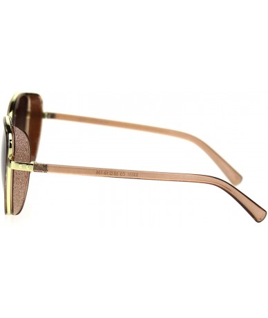 Cat Eye Womens Sugar Glitter Side Visor Trim Chic Cat Eye Sunglasses - Gold Beige Brown - CN18SKHQTKI $25.08