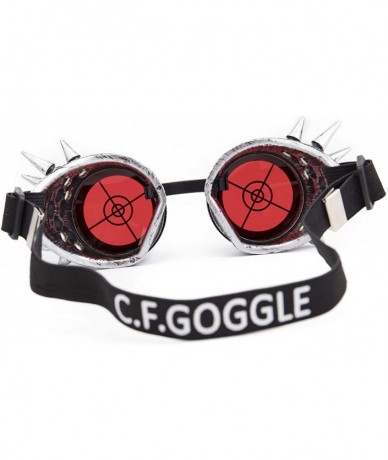 Goggle Vintage Steampunk Goggles Retro Spikes Glasses Rave Cosplay Halloween - Silver2 - CD18HT2KQGA $20.17