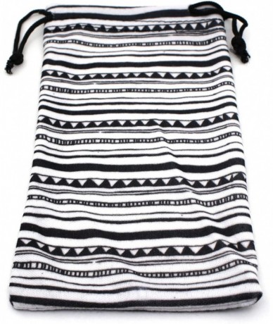 Rectangular Premium Drawstring Closure Tribal Print Microfiber Eyewear Pouch - White Tribal Stripe - CR1956QTRKC $18.91