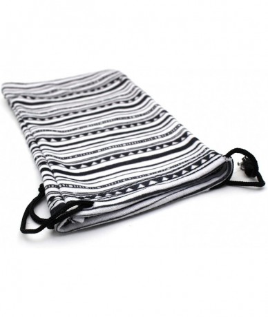 Rectangular Premium Drawstring Closure Tribal Print Microfiber Eyewear Pouch - White Tribal Stripe - CR1956QTRKC $18.91