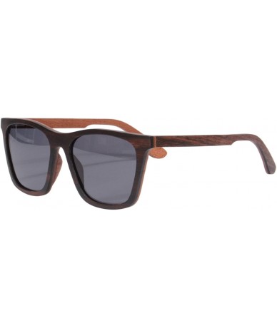 Rectangular Ebony/Red Sandalwood Sunglasses Polarized Lenses UV400 Eyewear-22037 - Ebony-red Sandalwood - CP182KUXYYK $59.47