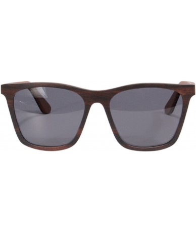 Rectangular Ebony/Red Sandalwood Sunglasses Polarized Lenses UV400 Eyewear-22037 - Ebony-red Sandalwood - CP182KUXYYK $59.47