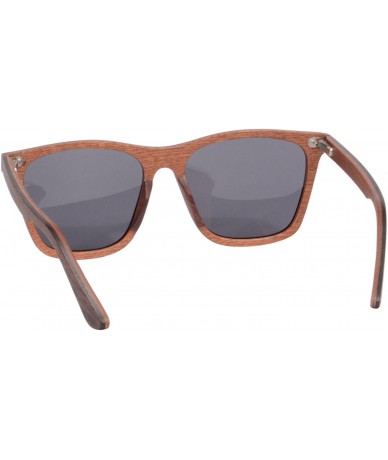 Rectangular Ebony/Red Sandalwood Sunglasses Polarized Lenses UV400 Eyewear-22037 - Ebony-red Sandalwood - CP182KUXYYK $59.47