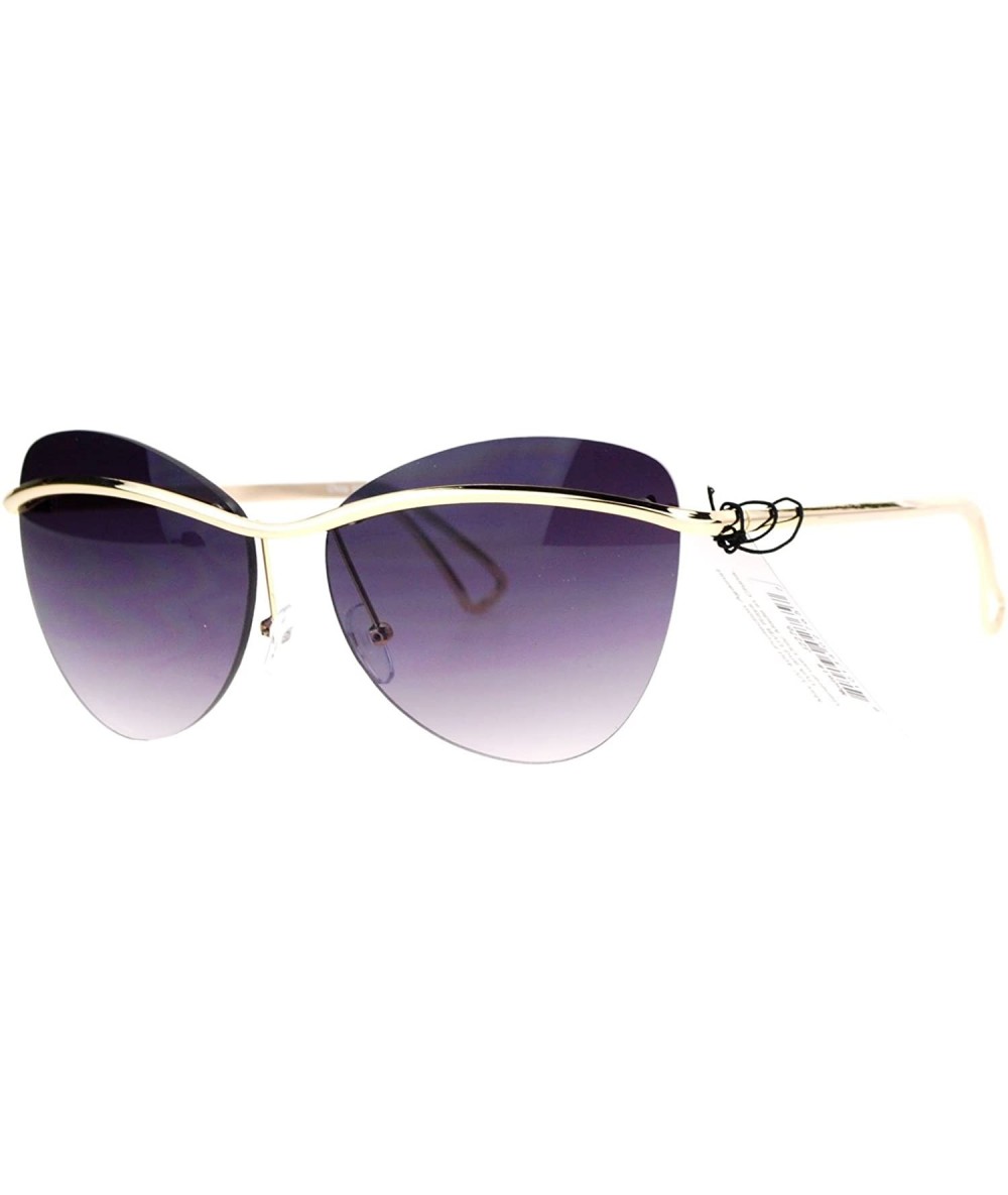 Butterfly Womens Rimless Fashion Sunglasses Metal Bar Across Butterfly Frame UV 400 - Gold (Smoke) - CL1884AS39S $22.84