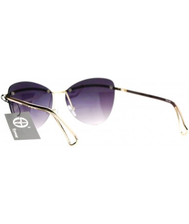 Butterfly Womens Rimless Fashion Sunglasses Metal Bar Across Butterfly Frame UV 400 - Gold (Smoke) - CL1884AS39S $22.84