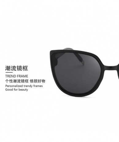 Round Retro UV protection sunglasses female Round sunglasses men big frame sunglasses (Black frame gray tablets) - CT190R97UG...