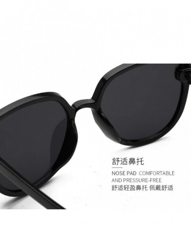 Round Retro UV protection sunglasses female Round sunglasses men big frame sunglasses (Black frame gray tablets) - CT190R97UG...