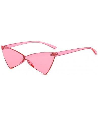 Oversized One Piece Rimless Tinted Sunglasses Women Men Clear Colored Cat Eye Triangle Sunglasses - Pink - CL18QOTDWNN $18.14