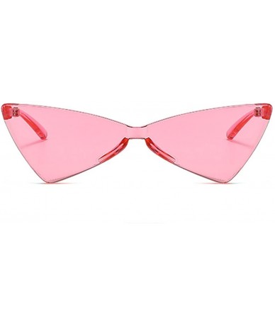 Oversized One Piece Rimless Tinted Sunglasses Women Men Clear Colored Cat Eye Triangle Sunglasses - Pink - CL18QOTDWNN $18.14