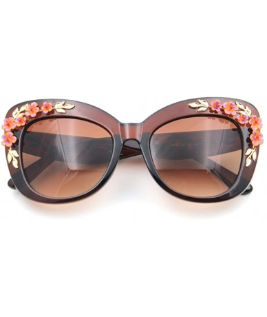 Cat Eye Women's S4230B2 Plastic Floral Embellished Party Novelty Cat Eye 53mm Sunglasses (brown) - CH121OMURGL $38.41