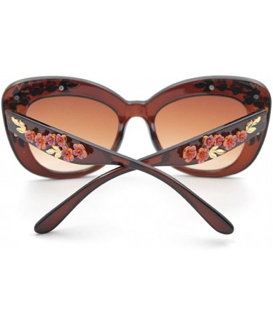 Cat Eye Women's S4230B2 Plastic Floral Embellished Party Novelty Cat Eye 53mm Sunglasses (brown) - CH121OMURGL $38.41