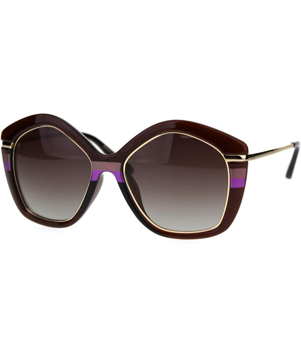 Butterfly Polarized Womens Mod Oversize Butterfly Chic Sunglasses - Brown Purple Gradient Brown - CT18TZIC7S5 $26.95