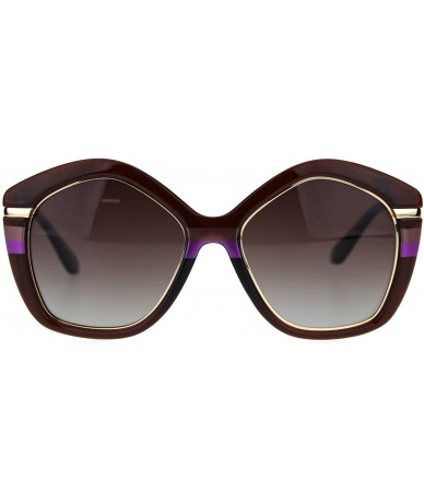 Butterfly Polarized Womens Mod Oversize Butterfly Chic Sunglasses - Brown Purple Gradient Brown - CT18TZIC7S5 $26.95