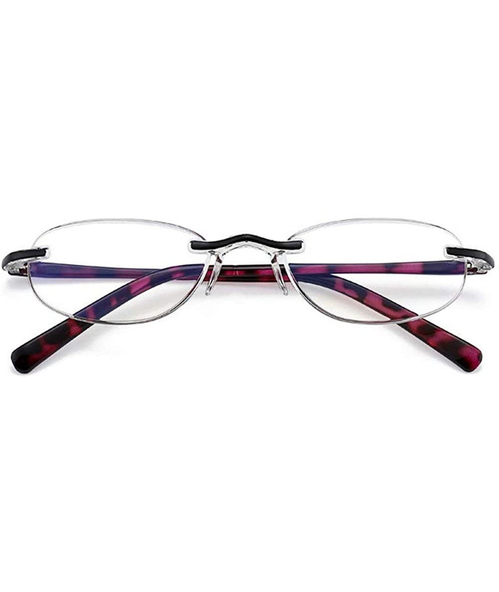 Oval Rimless Reading Glasses Oval Shaped Blocking Blue Light Eyewear - Purple - CK18CSDKT7E $25.06