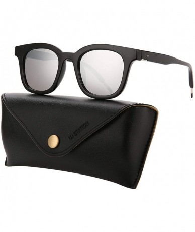 Square Vintage Sunglasses Womens Mens Plastic Frame UV400 with Sunglasses Case U573 - Silver - C618I6606SH $18.08