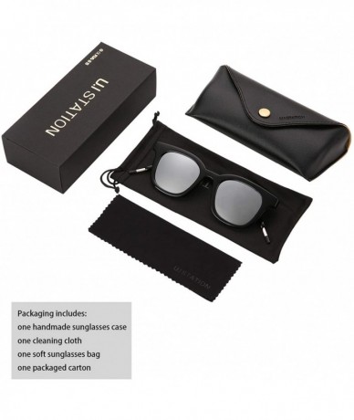 Square Vintage Sunglasses Womens Mens Plastic Frame UV400 with Sunglasses Case U573 - Silver - C618I6606SH $18.08