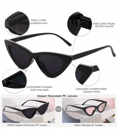 Goggle Retro Vintage Narrow Cat Eye Sunglasses for Women Clout Goggles Plastic Frame Cardi B SJ2044 - CQ189K00ZOH $21.34