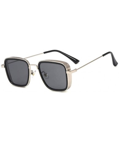 Oval Polarized Sunglasses Steampunk Sunglass Protection - Silver Border Grey - CX18Z798KAN $22.50