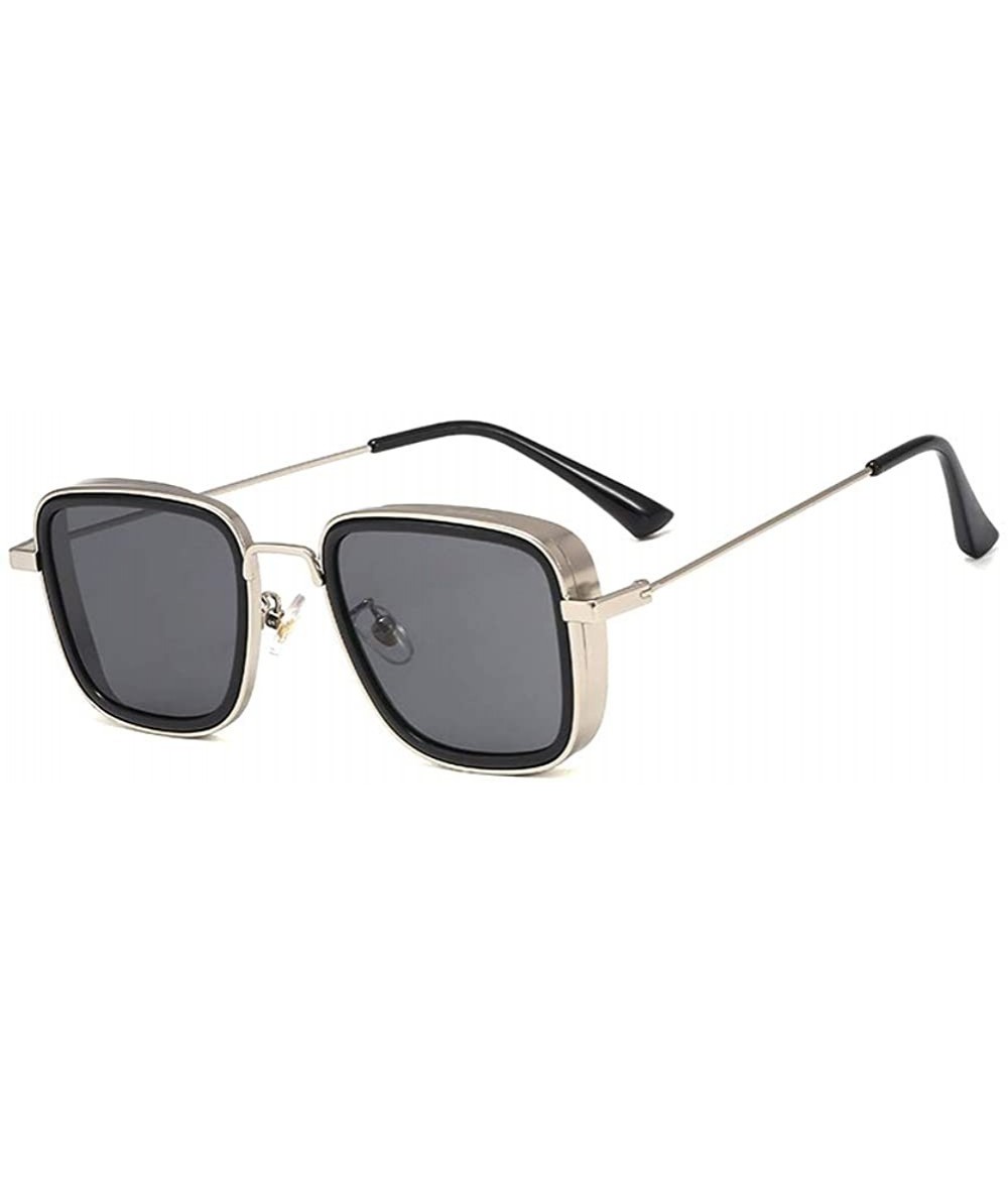 Oval Polarized Sunglasses Steampunk Sunglass Protection - Silver Border Grey - CX18Z798KAN $22.50