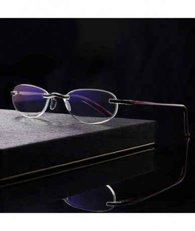 Oval Rimless Reading Glasses Oval Shaped Blocking Blue Light Eyewear - Purple - CK18CSDKT7E $25.06