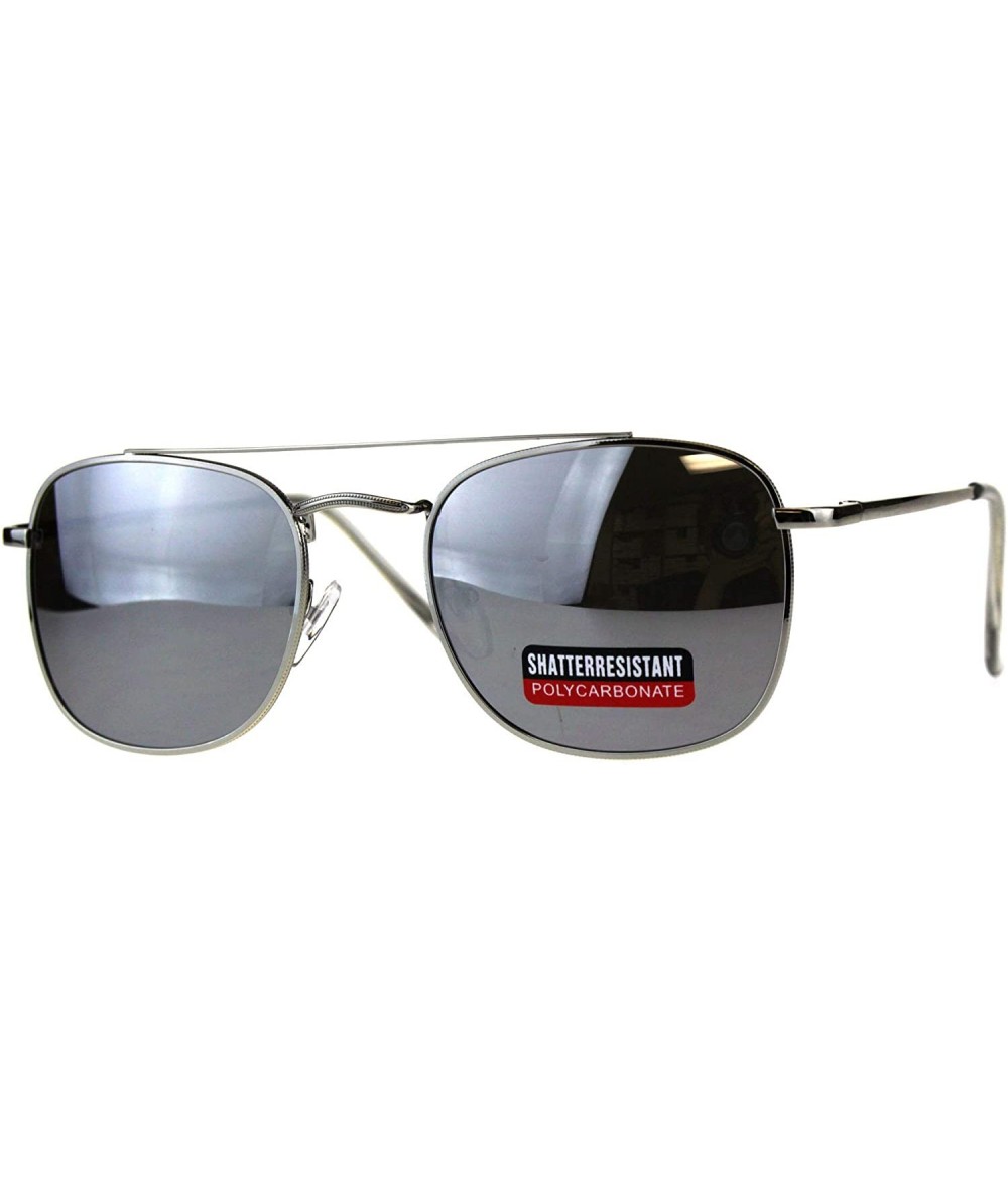 Aviator Unisex Designer Style Sunglasses Square Aviators Spring Hinge UV 400 - Silver (Silver Mirror) - CR18HKWEANY $18.53