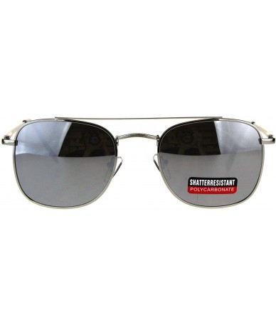 Aviator Unisex Designer Style Sunglasses Square Aviators Spring Hinge UV 400 - Silver (Silver Mirror) - CR18HKWEANY $18.53