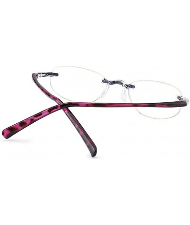 Oval Rimless Reading Glasses Oval Shaped Blocking Blue Light Eyewear - Purple - CK18CSDKT7E $25.06