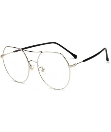 Aviator Blocking Geometric Non Prescription Eyeglasses - Silvery - CW18X853Z5D $26.01