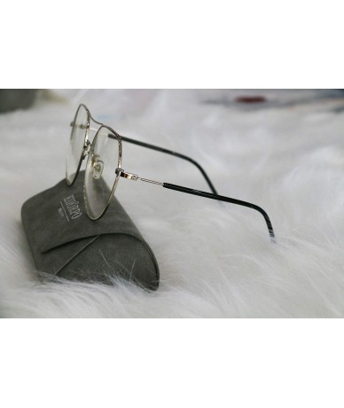 Aviator Blocking Geometric Non Prescription Eyeglasses - Silvery - CW18X853Z5D $26.01