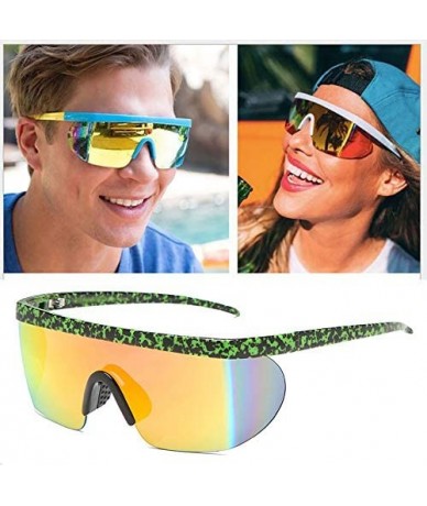 Sport Wrap Around Sport Sunglasses for men women Semi Rimless Lens Retro Super Shield Rainbow Mirrored Lens sunglasses - C719...