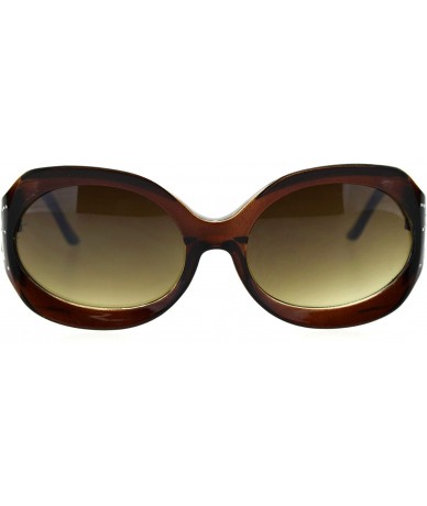 Rectangular Womens Foliage Bling Foil Engraving Thick Plastic Oval Sunglasses - All Brown - C218SZS6RRM $22.81