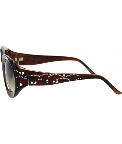 Rectangular Womens Foliage Bling Foil Engraving Thick Plastic Oval Sunglasses - All Brown - C218SZS6RRM $22.81