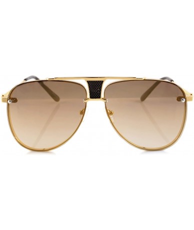 Aviator Unisex Fearless Black Metal Bridge Insert Mirrored Sunglasses - Gold/ Gold Revo - CG187RQA8TE $25.45