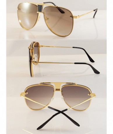 Aviator Unisex Fearless Black Metal Bridge Insert Mirrored Sunglasses - Gold/ Gold Revo - CG187RQA8TE $25.45