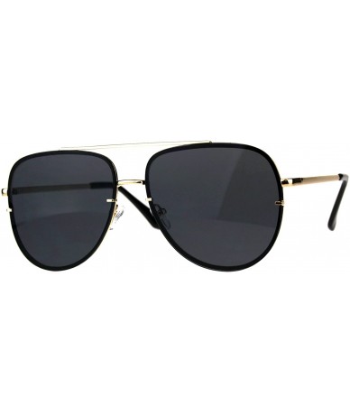 Square Womens Fashion Sunglasses Flat Top Squared Pilot Aviator Shades UV 400 - Gold (Black) - CN18D68N62D $21.33