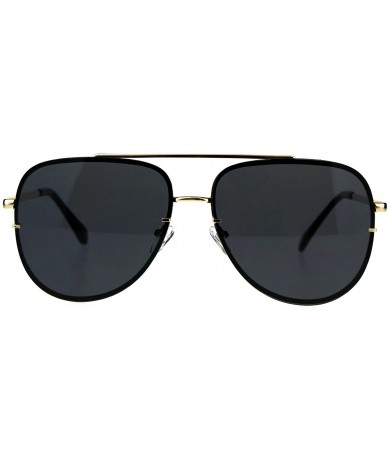 Square Womens Fashion Sunglasses Flat Top Squared Pilot Aviator Shades UV 400 - Gold (Black) - CN18D68N62D $21.33