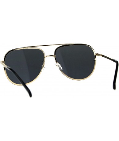 Square Womens Fashion Sunglasses Flat Top Squared Pilot Aviator Shades UV 400 - Gold (Black) - CN18D68N62D $21.33